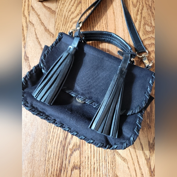Handbags - Black suede fringe purse